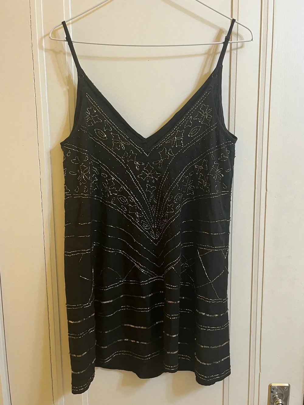 Free People Black Beaded Slip